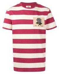 weißes und rotes horizontal gestreiftes T-Shirt mit einem Rundhalsausschnitt von Kent & Curwen