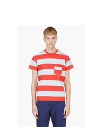 weißes und rotes horizontal gestreiftes T-Shirt mit einem Rundhalsausschnitt von Levis Vintage Clothing