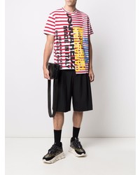 weißes und rotes horizontal gestreiftes T-Shirt mit einem Rundhalsausschnitt von DSQUARED2