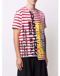 weißes und rotes horizontal gestreiftes T-Shirt mit einem Rundhalsausschnitt von DSQUARED2