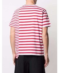 weißes und rotes horizontal gestreiftes T-Shirt mit einem Rundhalsausschnitt von DSQUARED2