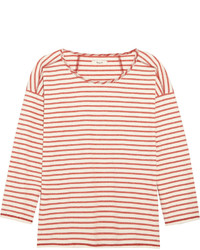 weißes und rotes horizontal gestreiftes T-Shirt mit einem Rundhalsausschnitt von Madewell