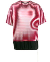 weißes und rotes horizontal gestreiftes T-Shirt mit einem Rundhalsausschnitt von Marni