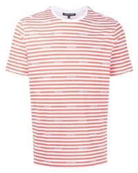 weißes und rotes horizontal gestreiftes T-Shirt mit einem Rundhalsausschnitt von Michael Kors