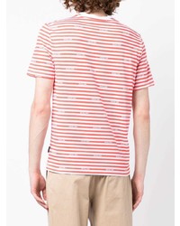 weißes und rotes horizontal gestreiftes T-Shirt mit einem Rundhalsausschnitt von Michael Kors