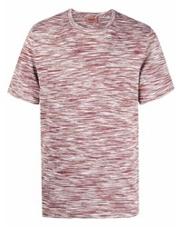 weißes und rotes horizontal gestreiftes T-Shirt mit einem Rundhalsausschnitt von Missoni