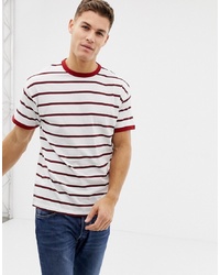 weißes und rotes horizontal gestreiftes T-Shirt mit einem Rundhalsausschnitt von New Look
