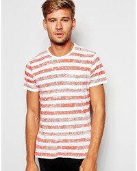 weißes und rotes horizontal gestreiftes T-Shirt mit einem Rundhalsausschnitt von Pepe Jeans