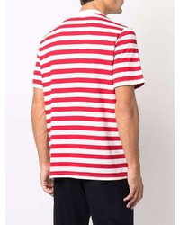 weißes und rotes horizontal gestreiftes T-Shirt mit einem Rundhalsausschnitt von Sunnei