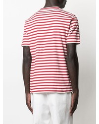 weißes und rotes horizontal gestreiftes T-Shirt mit einem Rundhalsausschnitt von Eleventy