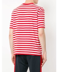 weißes und rotes horizontal gestreiftes T-Shirt mit einem Rundhalsausschnitt von CK Calvin Klein