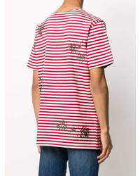 weißes und rotes horizontal gestreiftes T-Shirt mit einem Rundhalsausschnitt von Myar