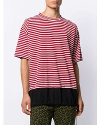 weißes und rotes horizontal gestreiftes T-Shirt mit einem Rundhalsausschnitt von Marni