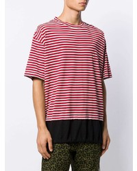 weißes und rotes horizontal gestreiftes T-Shirt mit einem Rundhalsausschnitt von Marni