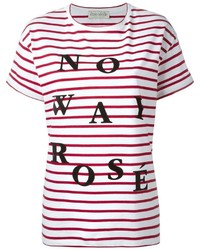 weißes und rotes horizontal gestreiftes T-Shirt mit einem Rundhalsausschnitt