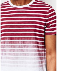 weißes und rotes horizontal gestreiftes T-Shirt mit einem Rundhalsausschnitt von Asos