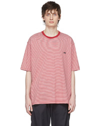 weißes und rotes horizontal gestreiftes T-Shirt mit einem Rundhalsausschnitt von Undercoverism