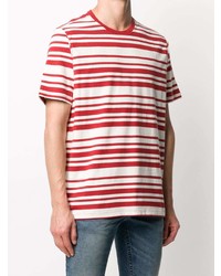 weißes und rotes horizontal gestreiftes T-Shirt mit einem Rundhalsausschnitt von Camper