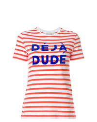 weißes und rotes horizontal gestreiftes T-Shirt mit einem Rundhalsausschnitt von Être Cécile
