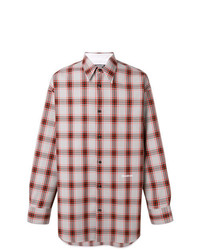 weißes und rotes Langarmhemd mit Schottenmuster von Calvin Klein 205W39nyc