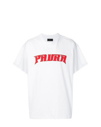 weißes und rotes T-Shirt mit einem Rundhalsausschnitt von Paura