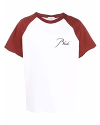 weißes und rotes T-Shirt mit einem Rundhalsausschnitt von Rhude