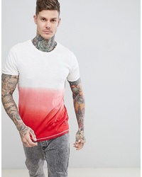 weißes und rotes T-Shirt mit einem Rundhalsausschnitt von Ringspun