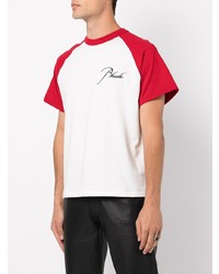 weißes und rotes T-Shirt mit einem Rundhalsausschnitt von Rhude