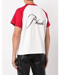 weißes und rotes T-Shirt mit einem Rundhalsausschnitt von Rhude