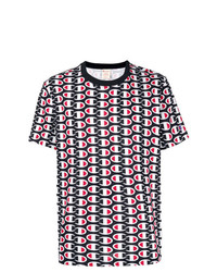 weißes und rotes und dunkelblaues bedrucktes T-Shirt mit einem Rundhalsausschnitt von Champion