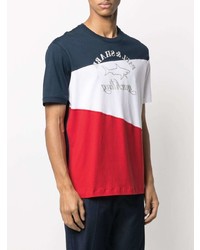 weißes und rotes und dunkelblaues bedrucktes T-Shirt mit einem Rundhalsausschnitt von Paul & Shark