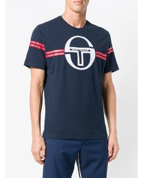weißes und rotes und dunkelblaues bedrucktes T-Shirt mit einem Rundhalsausschnitt von Sergio Tacchini