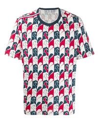 weißes und rotes und dunkelblaues bedrucktes T-Shirt mit einem Rundhalsausschnitt von Rossignol