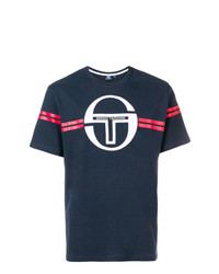 weißes und rotes und dunkelblaues bedrucktes T-Shirt mit einem Rundhalsausschnitt von Sergio Tacchini