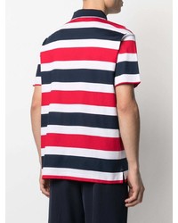 weißes und rotes und dunkelblaues horizontal gestreiftes Polohemd von Paul & Shark
