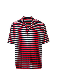 weißes und rotes und dunkelblaues horizontal gestreiftes Polohemd von The Gigi