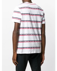 weißes und rotes und dunkelblaues horizontal gestreiftes T-Shirt mit einem Rundhalsausschnitt von Levi's