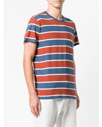 weißes und rotes und dunkelblaues horizontal gestreiftes T-Shirt mit einem Rundhalsausschnitt von Levi's Vintage Clothing