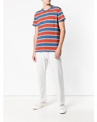 weißes und rotes und dunkelblaues horizontal gestreiftes T-Shirt mit einem Rundhalsausschnitt von Levi's Vintage Clothing