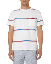 weißes und rotes und dunkelblaues horizontal gestreiftes T-Shirt mit einem Rundhalsausschnitt von Saturdays Surf NYC