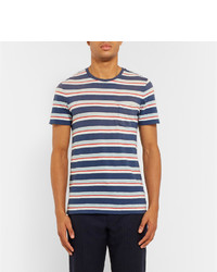 weißes und rotes und dunkelblaues horizontal gestreiftes T-Shirt mit einem Rundhalsausschnitt von Polo Ralph Lauren