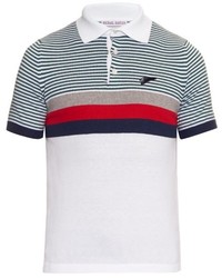 weißes und rotes und dunkelblaues horizontal gestreiftes T-shirt