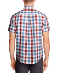 weißes und rotes und dunkelblaues Kurzarmhemd mit Vichy-Muster von Eddie Bauer