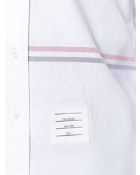 weißes und rotes und dunkelblaues Langarmhemd mit Schottenmuster von Thom Browne