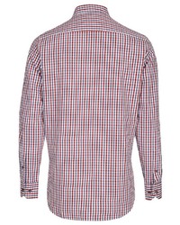 weißes und rotes und dunkelblaues Langarmhemd mit Vichy-Muster von Daniel Hechter