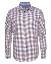 weißes und rotes und dunkelblaues Langarmhemd mit Vichy-Muster von Fynch Hatton