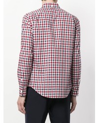 weißes und rotes und dunkelblaues Langarmhemd mit Vichy-Muster von Moncler