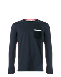 weißes und rotes und dunkelblaues Langarmshirt von Thom Browne