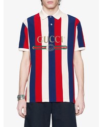 weißes und rotes und dunkelblaues Polohemd von Gucci