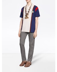 weißes und rotes und dunkelblaues Polohemd von Gucci